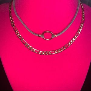NWT Claire’s Grey & Gold Cuban Link Choker Set